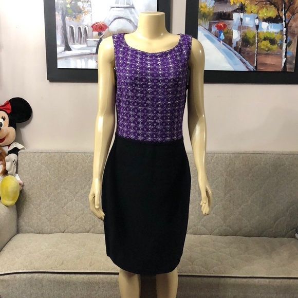 NWT ST.JOHN PURPLE/BLACK DRESS SIZE 10 - Picture 1 of 12